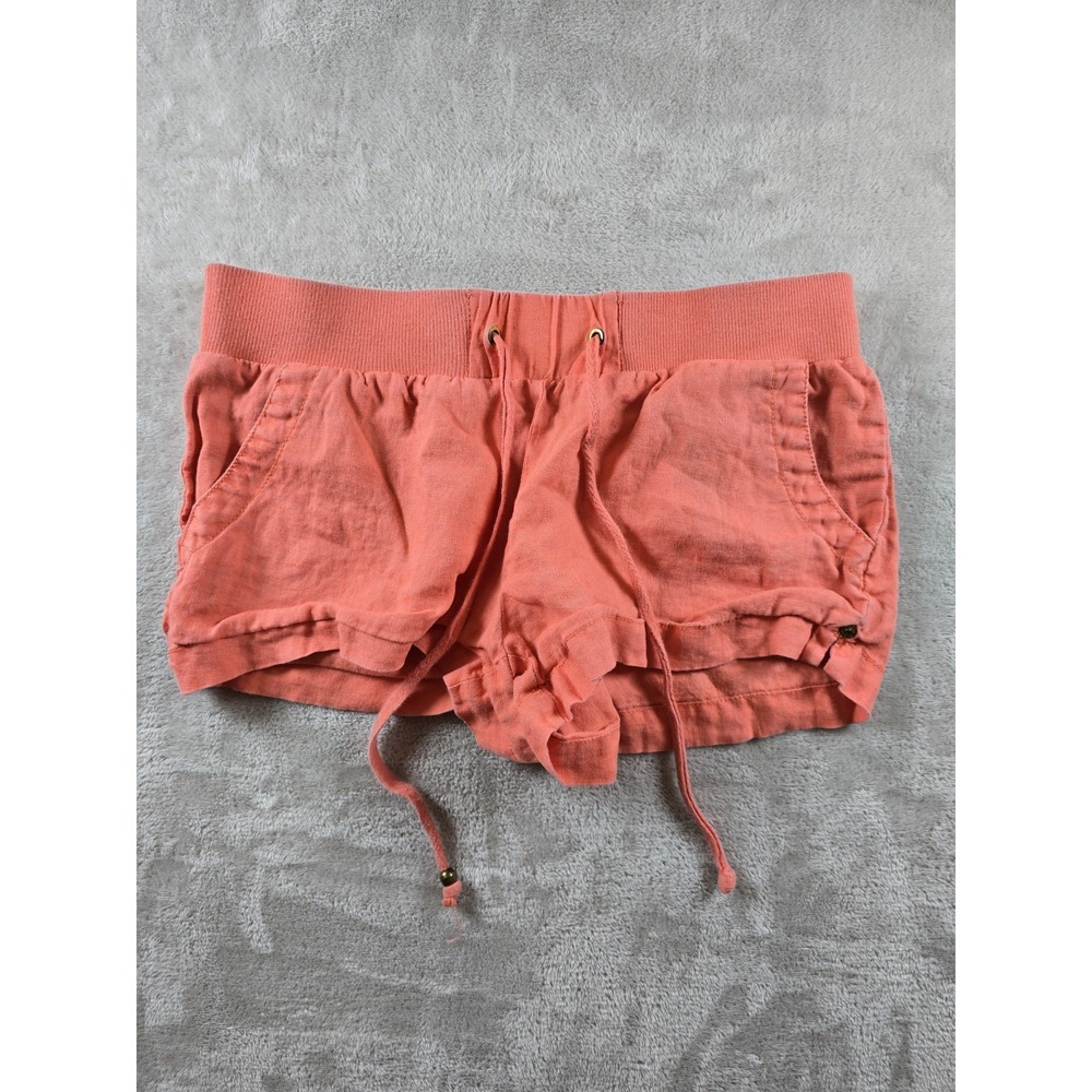 Guess Shorts Womens Small Linen Coral Drawstring 2" Inseam‎